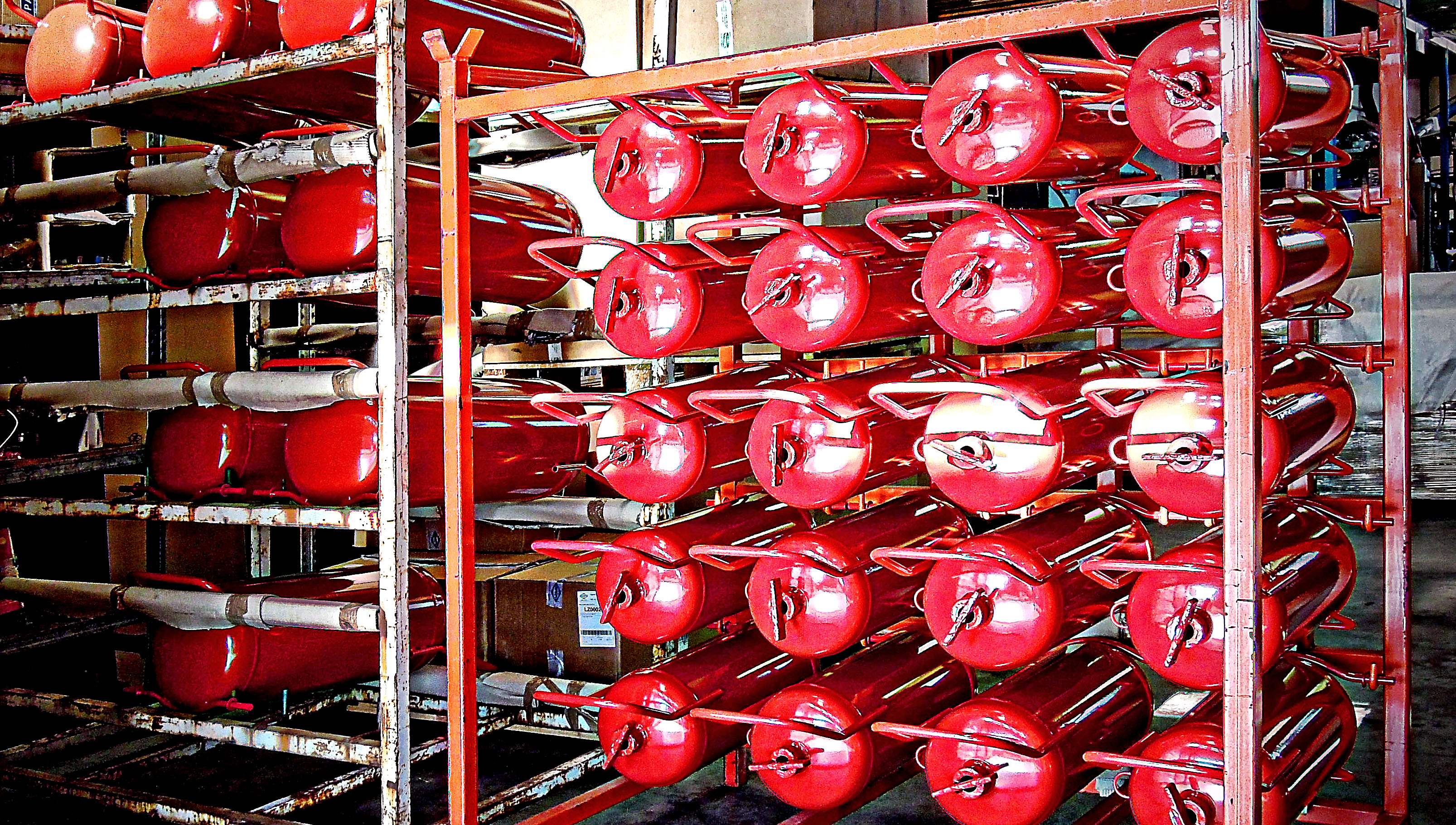 Production line: painted tanks ready